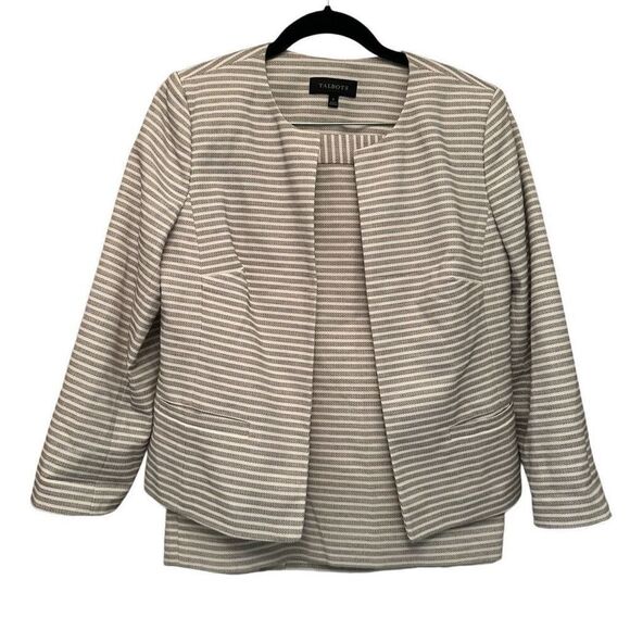Talbots cream with grey stripes skirt suit- size 6 - Picture 1 of 14
